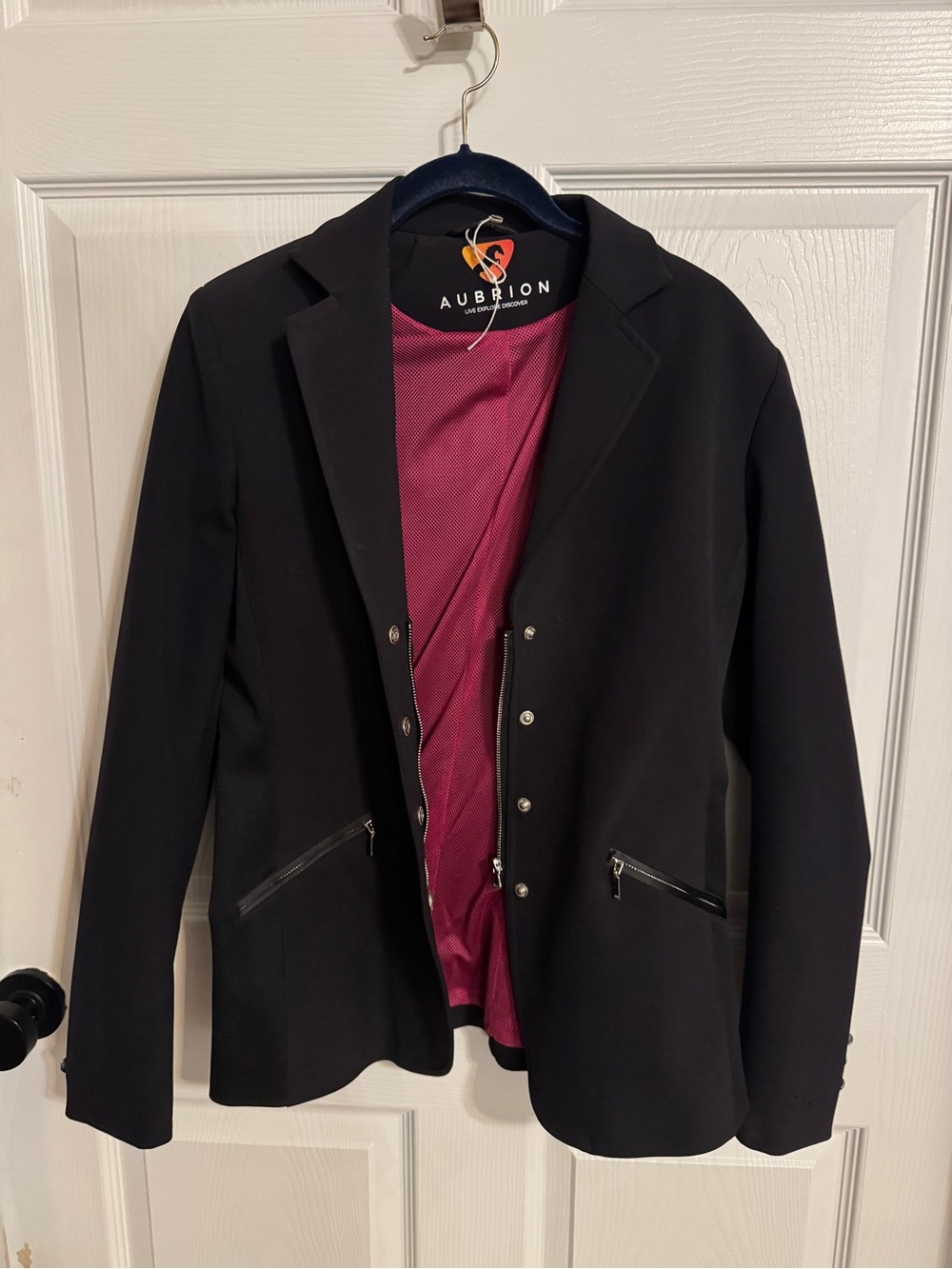 NWT Aubrion Show Coat US 8 Black Equestrian Competition Jacket Mesh Lined